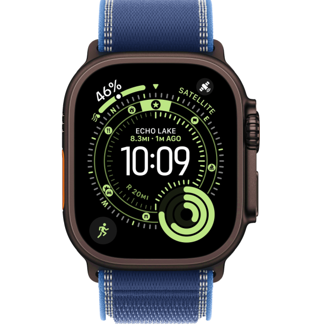 Apple Watch Ultra 3 Black Titanium Case with Blue/Bright Blue Trail Loop S/M (MF254+MG9Q4)