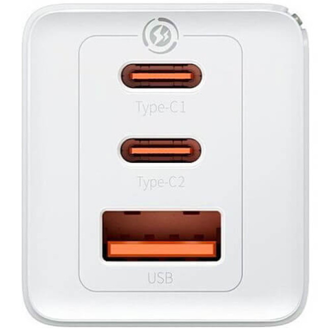 Зарядное устройство Baseus GaN5 Pro Fast Charger 2C+U 65W White w/Type-C to Type-C (CCGP120202)