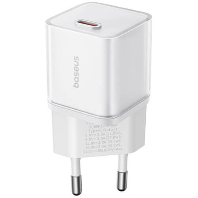 Зарядное устройство Baseus GaN5S Fast Charger 1C 30W EU (P10162504213-00) Moon White
