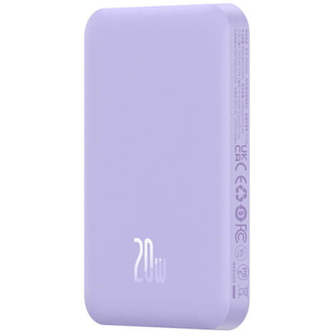Дополнительный аккумулятор Baseus Magnetic Mini Wireless Fast Charge 5000mAh 20W с кабелем Nebula Purple (P10022107513-00)