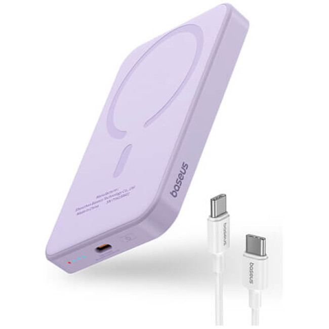 Дополнительный аккумулятор Baseus Magnetic Mini Wireless Fast Charge 5000mAh 20W с кабелем Nebula Purple (P10022107513-00)