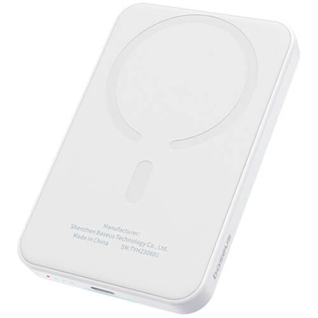 Дополнительный аккумулятор Baseus Magnetic Mini Wireless Fast Charge 5000mAh 20W с кабелем Stellar White (P10022107223-00)