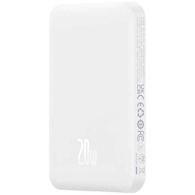 Дополнительный аккумулятор Baseus Magnetic Mini Wireless Fast Charge 5000mAh 20W с кабелем Stellar White (P10022107223-00)