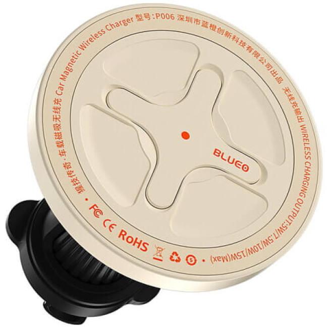 Держатель Blueo Ape Legend Car Mount Magnetic Wireless Charger Creamy White (BC5955W)