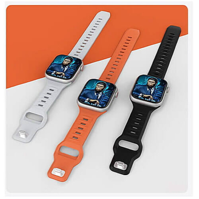 Ремешок для Apple Watch 42/44/45/49mm Blueo Fluoro Rubber Sport Watch Band Black (BL004BLK)