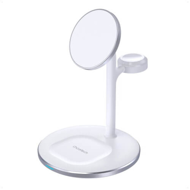 Беспроводное ЗУ Choetech Magnetic 3 in 1 magnetic Wireless Charging Stand White (T585-F)