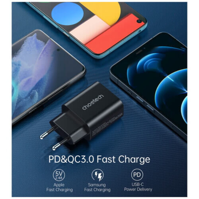 Зарядное устройство Choetech USB-C 25W PPS Charger Black (PD6003)