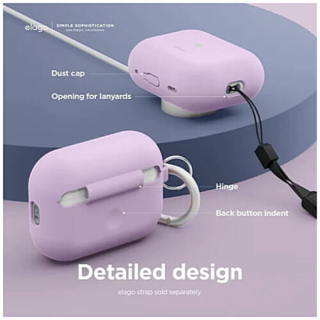 Чехол Elago Silicone Hang Case Lavender для Airpods Pro 2nd Gen (EAPP2CSC-ORHA-LV)