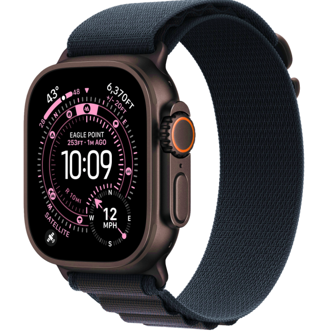 Apple Watch Ultra 3 Black Titanium Case with Black Alpine Loop Large (MF0X4)