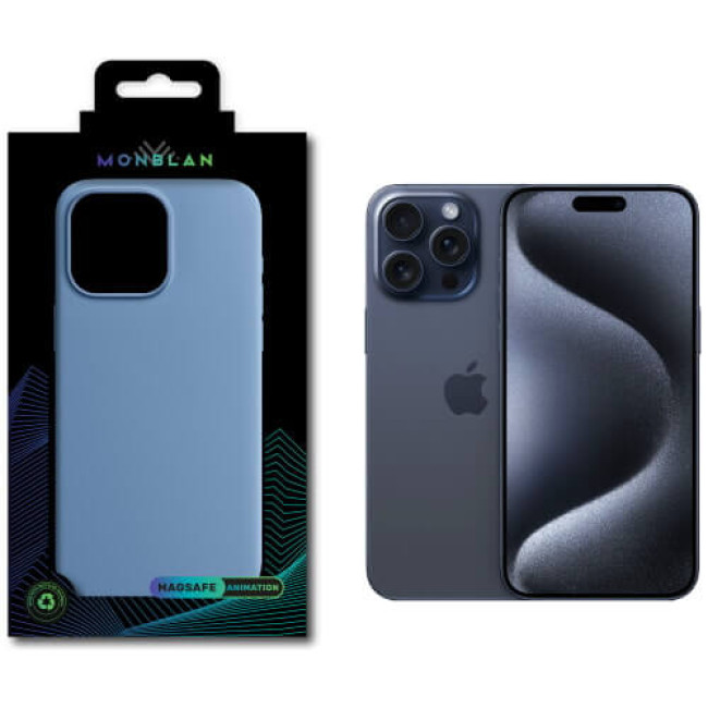 Чехол Monblan Magnetic Silicone MagSafe для iPhone 15 Pro Max Winter Blue