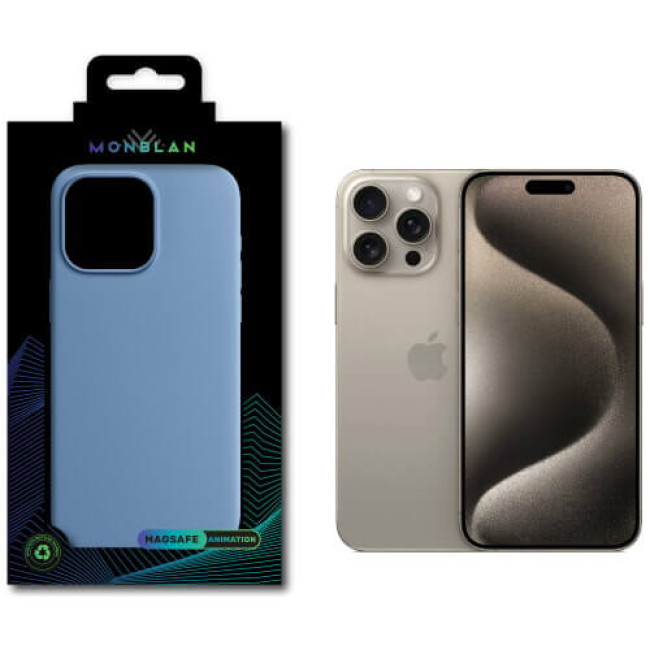 Чехол Monblan Magnetic Silicone MagSafe для iPhone 15 Pro Winter Blue