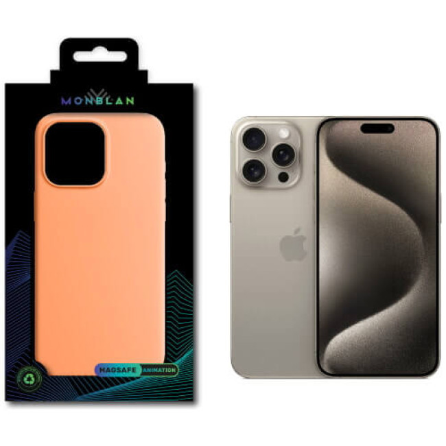 Чехол Monblan Magnetic Silicone MagSafe для iPhone 15 Pro Orange Sorbet