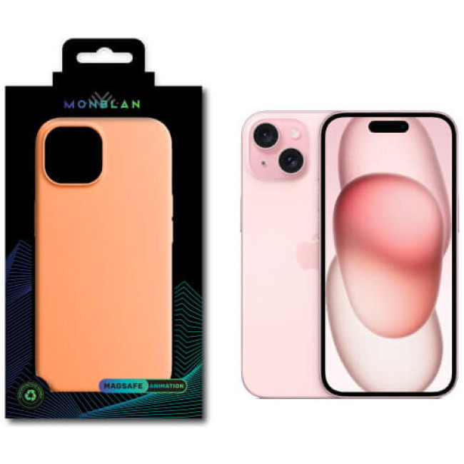 Чехол Monblan Magnetic Silicone MagSafe для iPhone 15 Orange Sorbet
