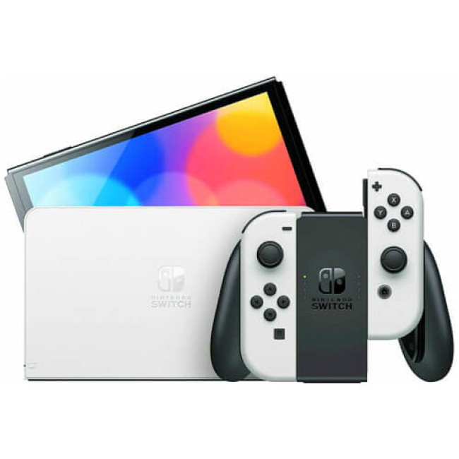 Портативная игровая приставка Nintendo Switch OLED with White Joy-Con (1 год гарантии)