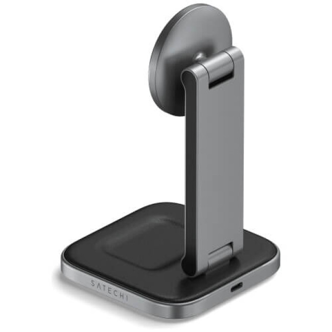 Беспроводное ЗУ Satechi 2-in-1 Foldable Qi2 Wireless Charging Stand Space Gray (ST-Q21FM)