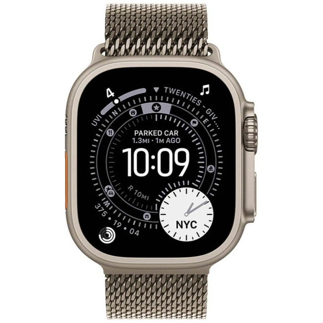 Apple Watch Ultra 3 Natural Titanium Case with Natural Titanium Milanese Loop Small (MEWW4)