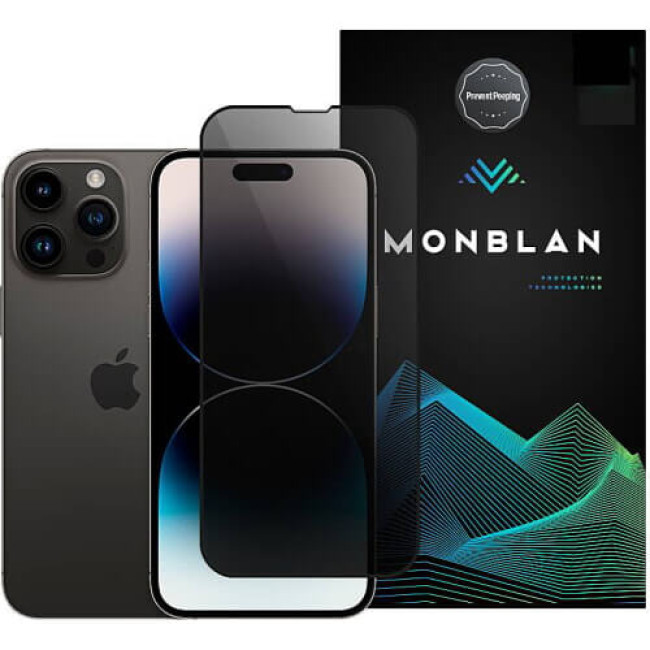 Защита экрана (стекло) Monblan для iPhone 16 Pro Max 2.5D Anti Peep 0.26mm Black