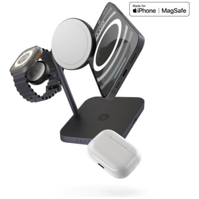 Беспроводное ЗУ Zens 4-in-1 MagSafe + Watch Wireless Charging Station Black (ZEAPDC01/00)